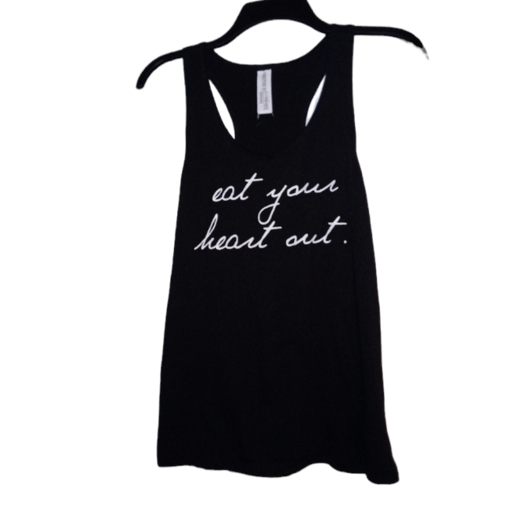 Forever21 black eat your heart out racer back tank